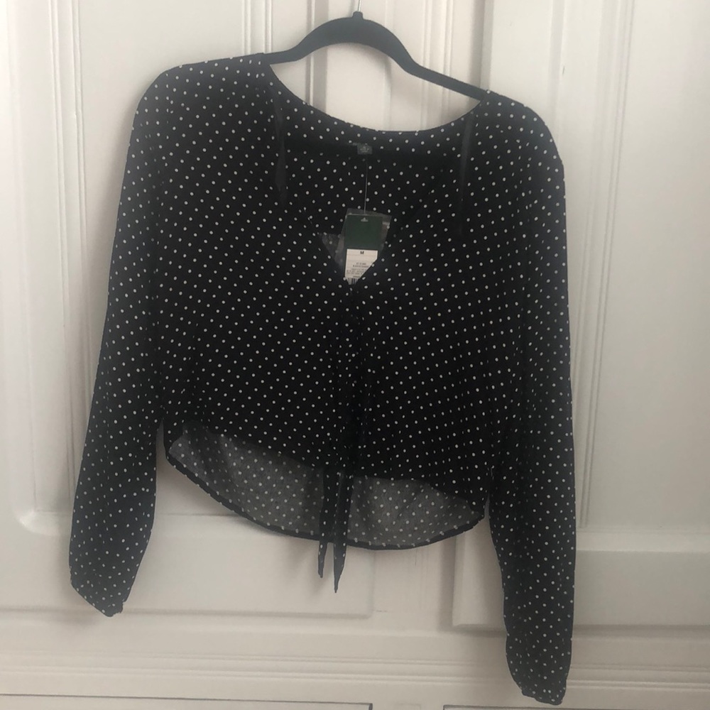 Black and white polka dot blouse
